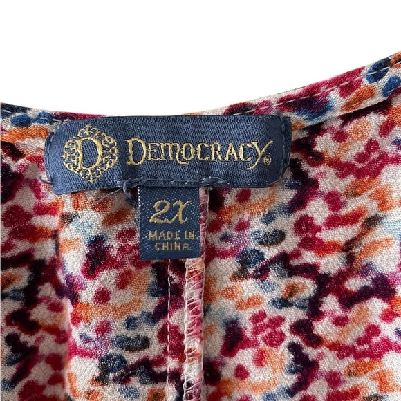 Democracy Floral Print Kimono Top with Striped Bell Sleeves Multi Color Size 2X - Picture 4 of 7